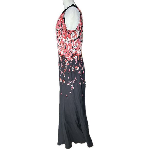 St. John Maxi Gown sz 8 Black Flamingo Print Halter Dress Floral Elegant party - Picture 3 of 12